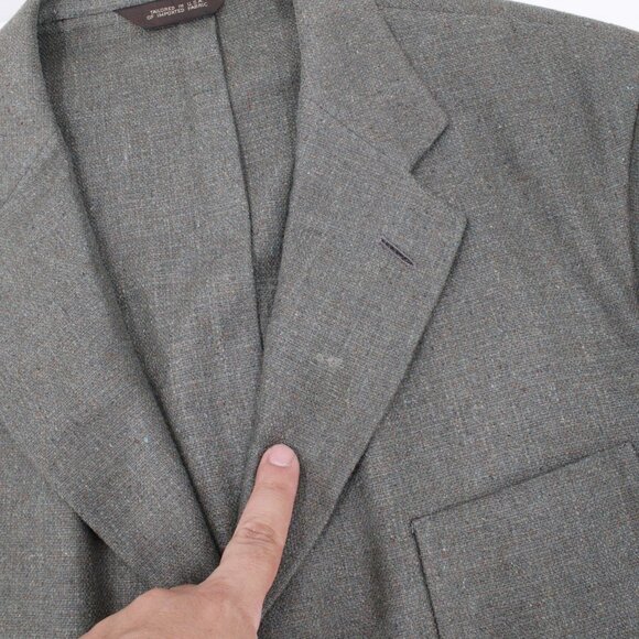 VTG Paul Stuart Sport Coat Mens 44 Medium long Silk Hopsack deconstructed patch - Picture 15 of 16